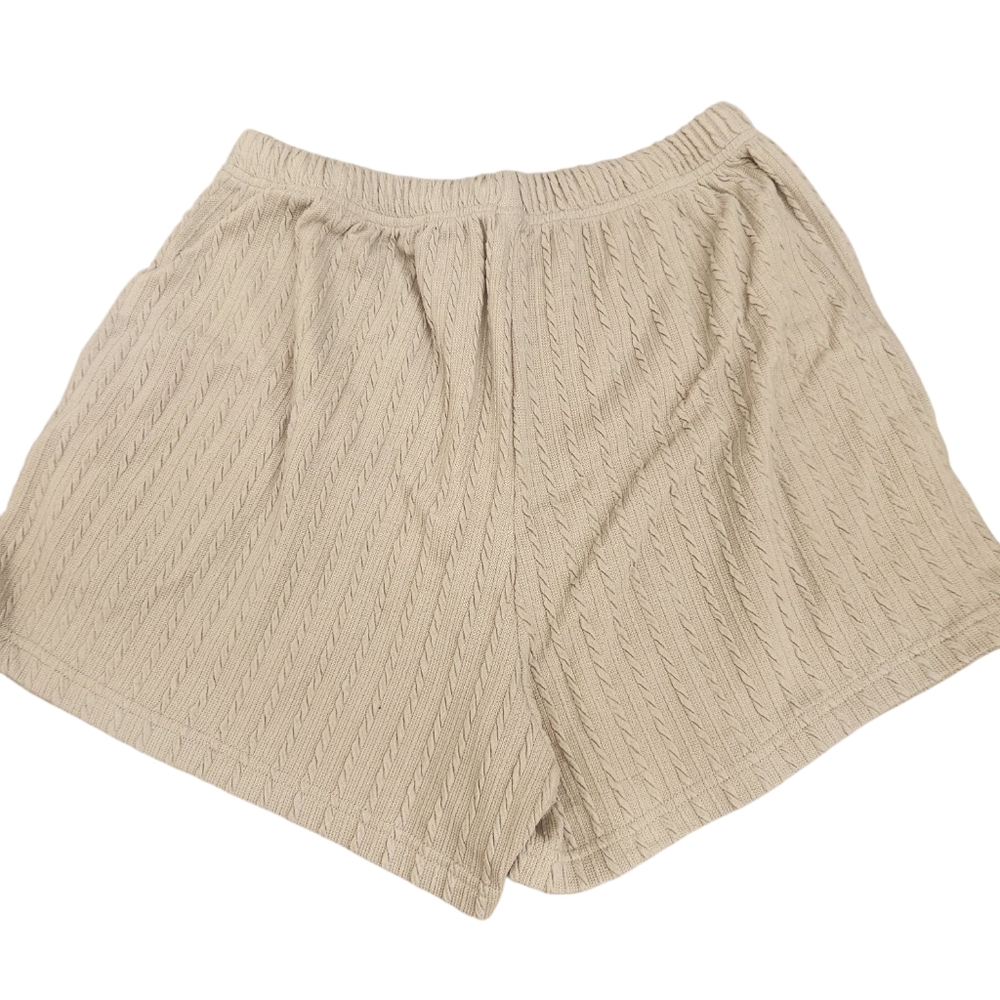 Ekouaer Ribbed Knit Set Short Sleeve Top Shorts Sleepwear Size M - Picture 6 of 6